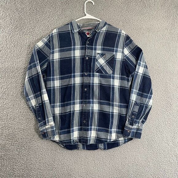 Desert Son Flag & Anthem‎ Shirt Men L Navy White Plaid Long Sleeve Button Down - Picture 1 of 11